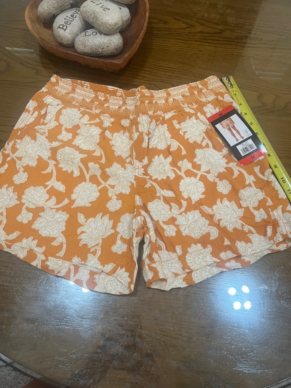 Briggs New York Orange Floral Elastic-Waist Shorts